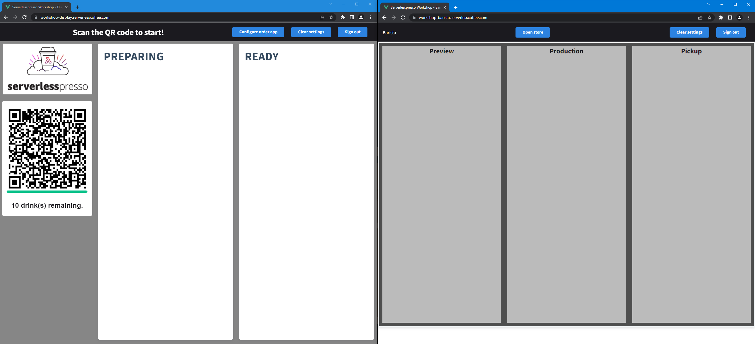 Two web apps side-by-side